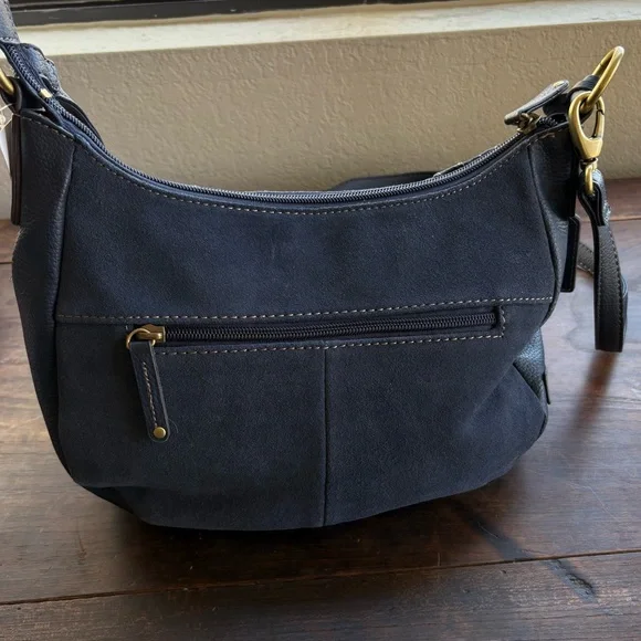 NWT Tignanello Midnight Blue Genuine Leather/Suede Messenger Crossbody Bag - Picture 10 of 16